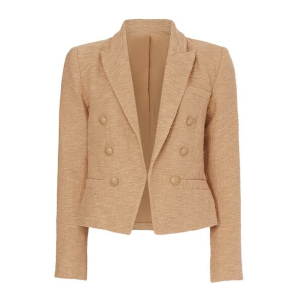 L’Agence Brooke Cropped Brown Crepe Blazer Size 8 - Picture 2 of 9